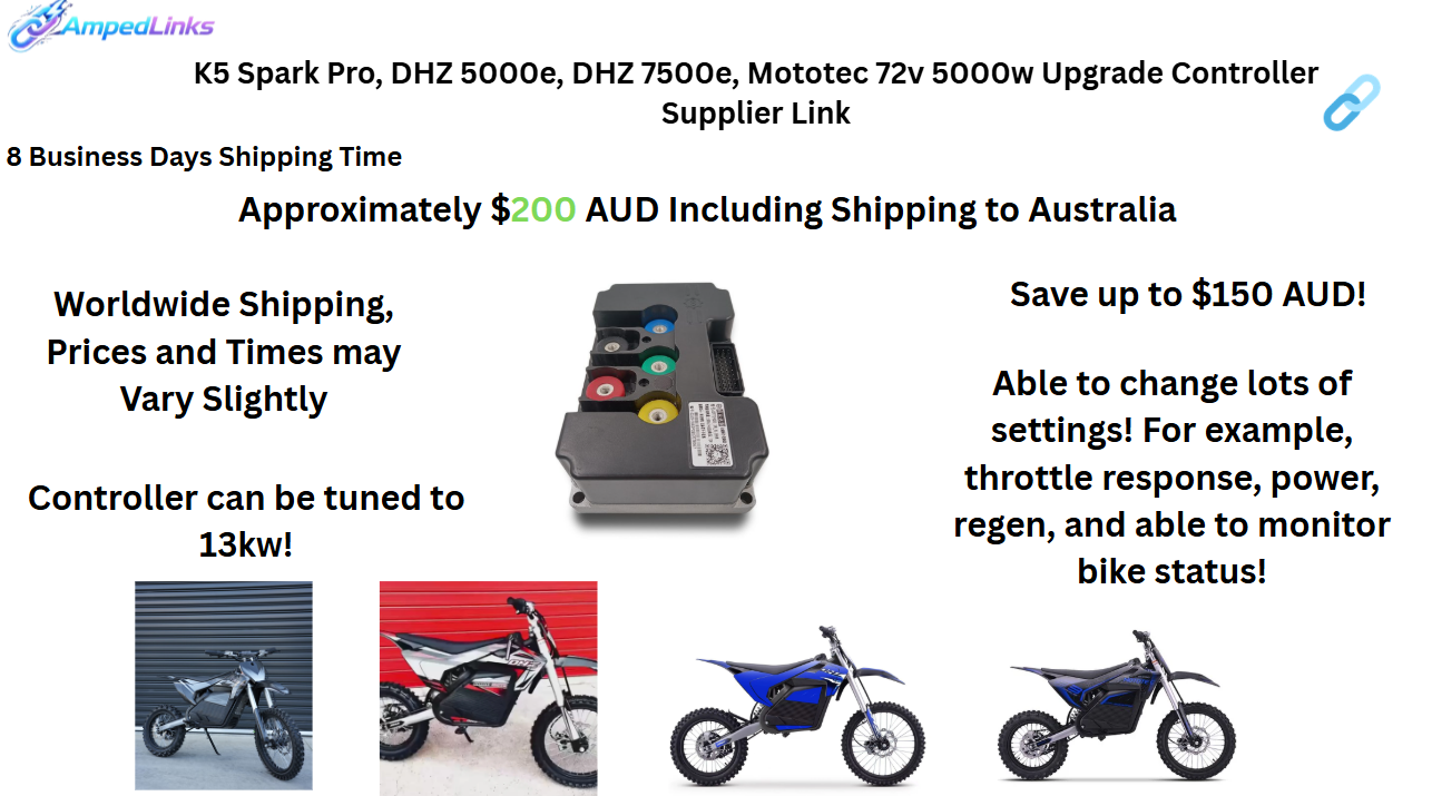 K5 Spark Pro, DHZ 5000e, DHZ 7500e, Mototec 72v 5000w Upgrade Controller Supplier Link